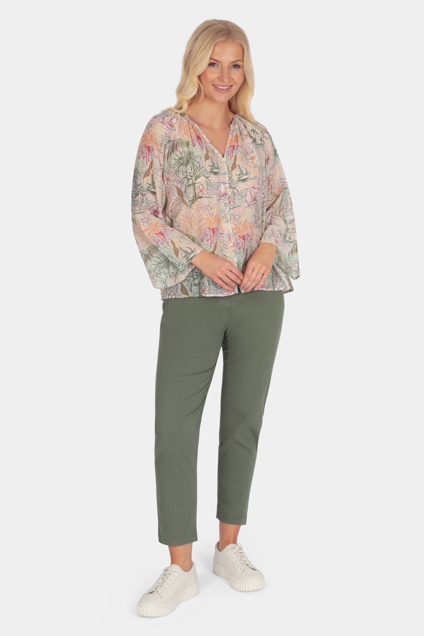Oriental Print Blouse