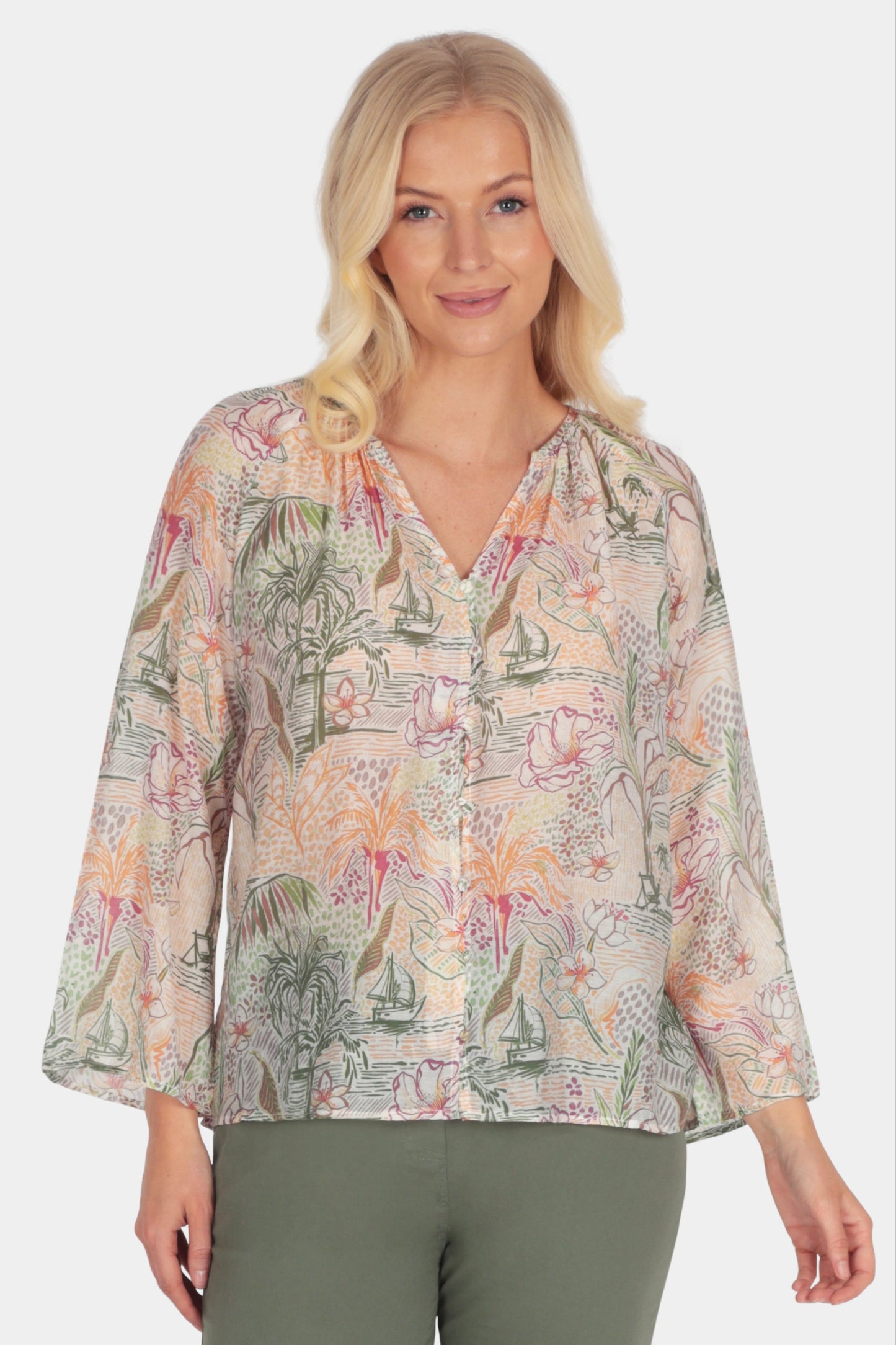 Oriental Print Blouse