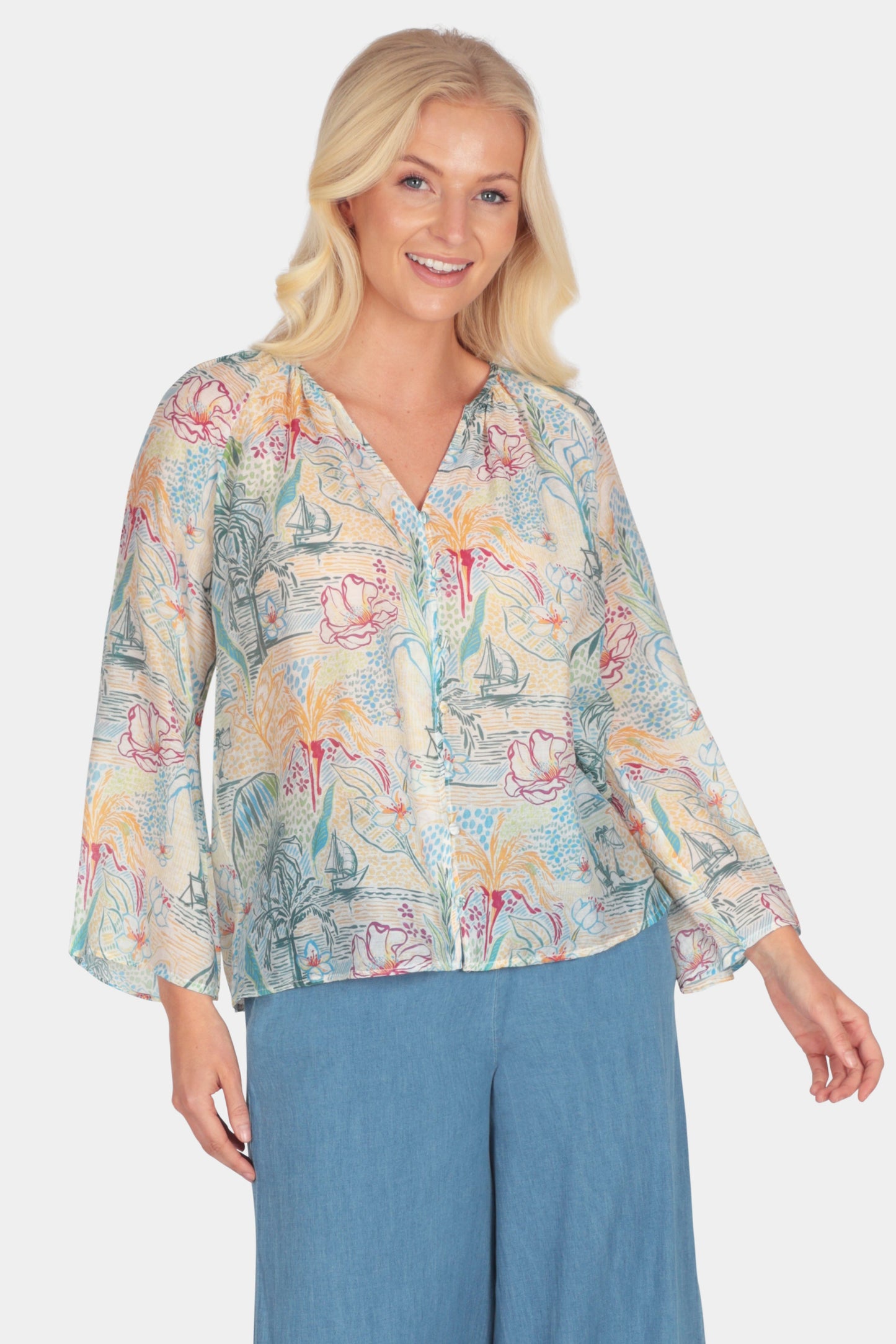 Oriental Print Blouse