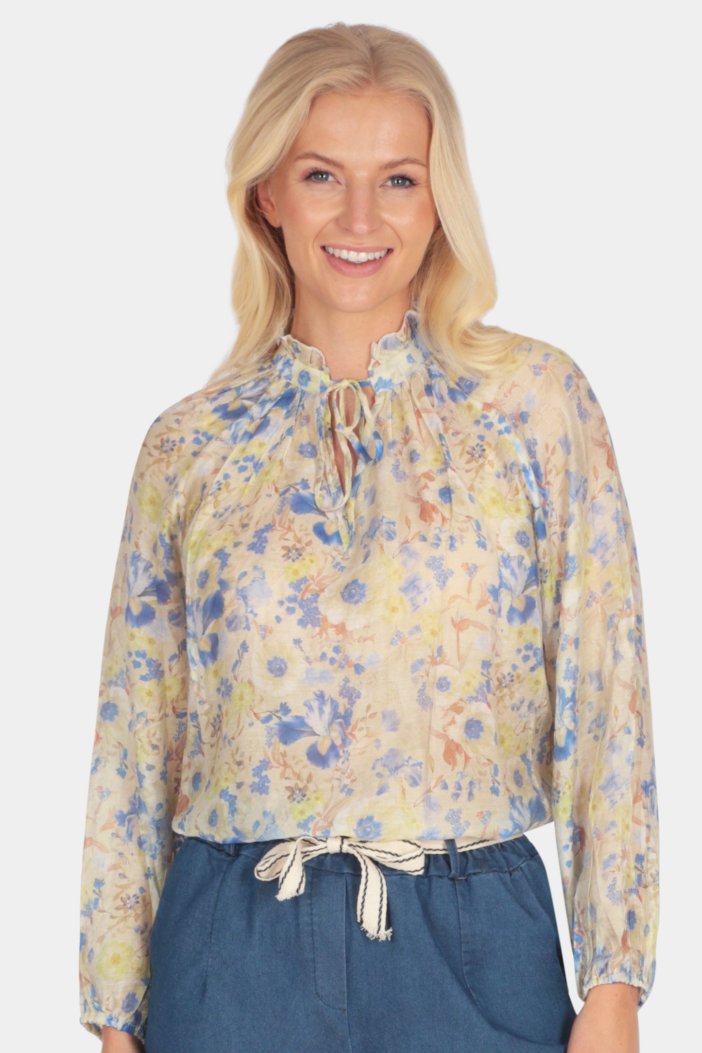 Azalea Flower Print Blouse