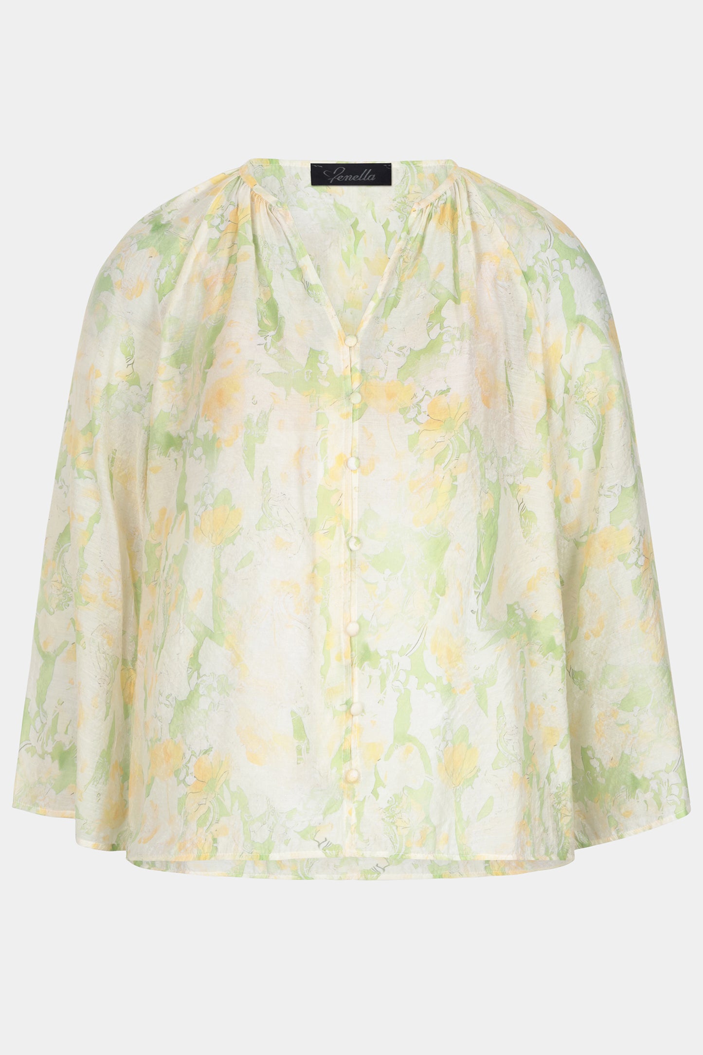 Tie-Dye Flute Sleeve Print Blouse