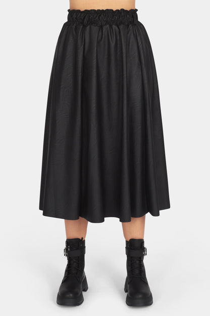 Vegan Leather Gathered Waist Skirt