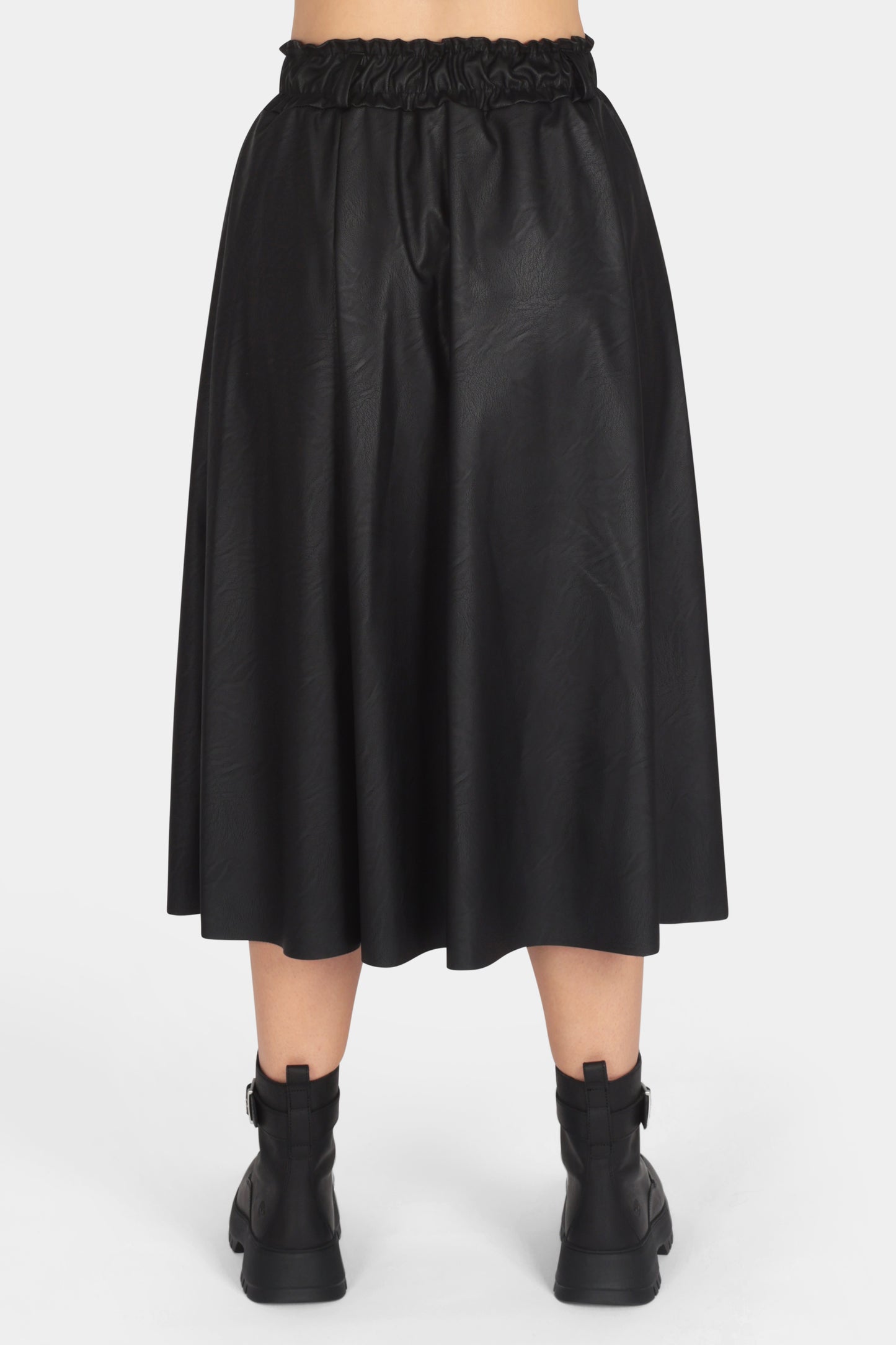 Vegan Leather Gathered Waist Skirt