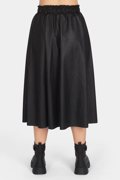 Vegan Leather Gathered Waist Skirt