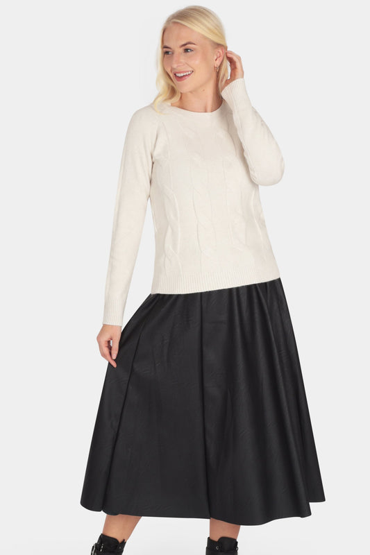 Vegan Leather Gathered Waist Skirt