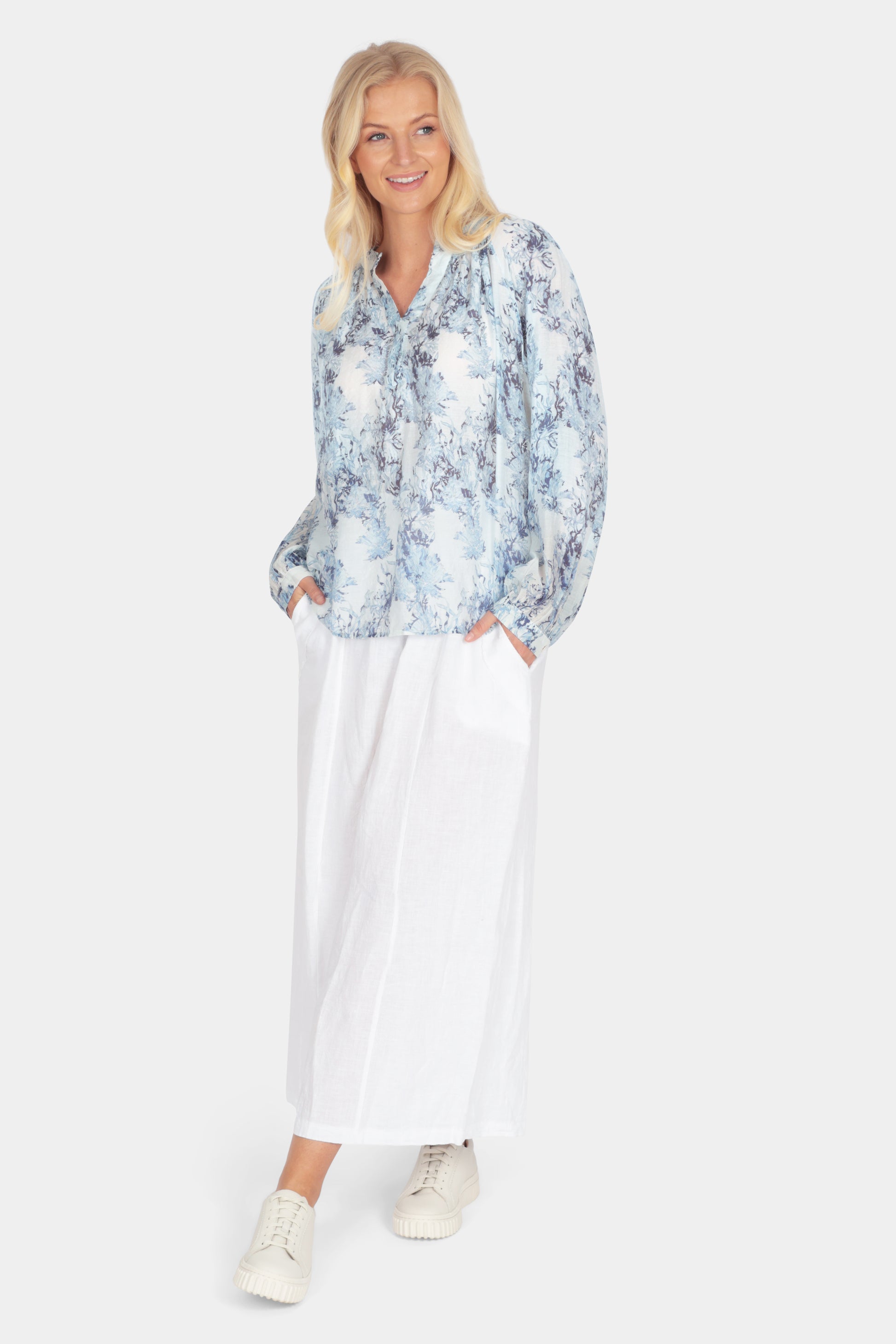 Tie-Dye Print Notch Blouse - Fenella