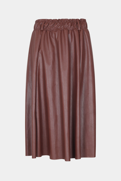 Vegan Leather Gathered Waist Skirt