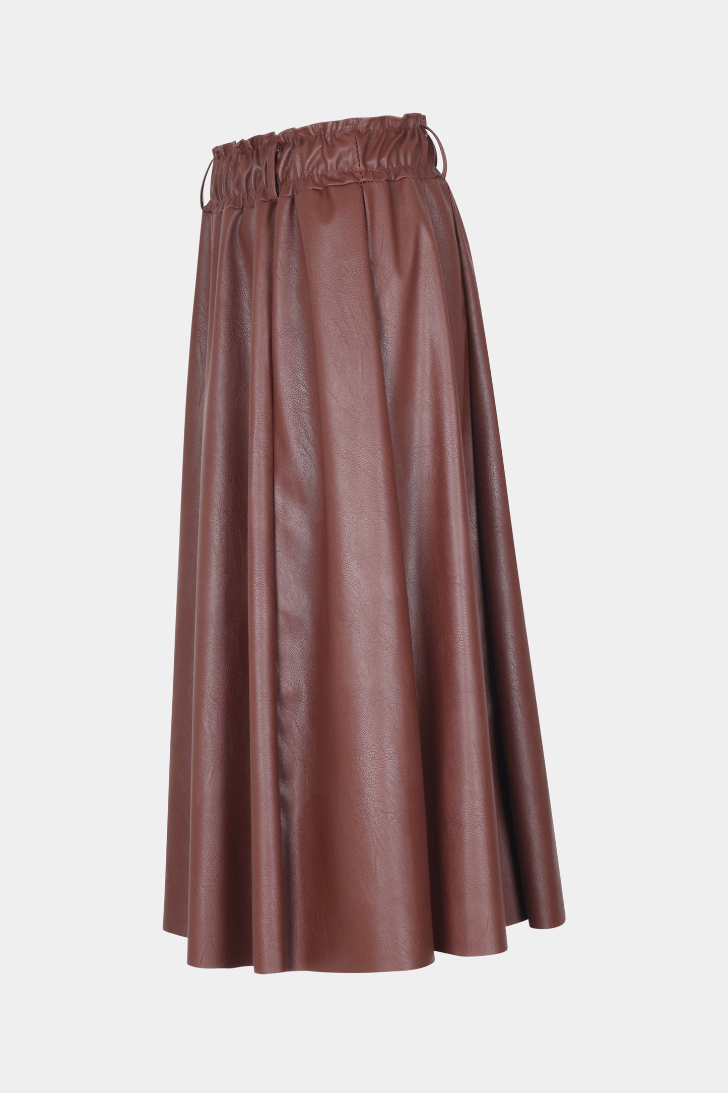 Vegan Leather Gathered Waist Skirt