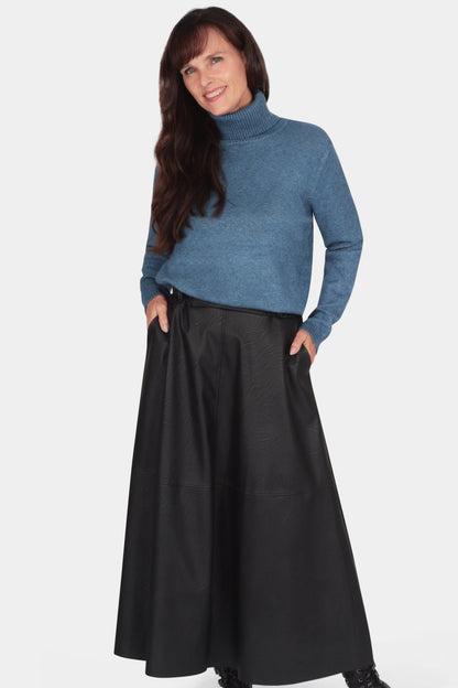 Vegan Leather Pocket Skirt