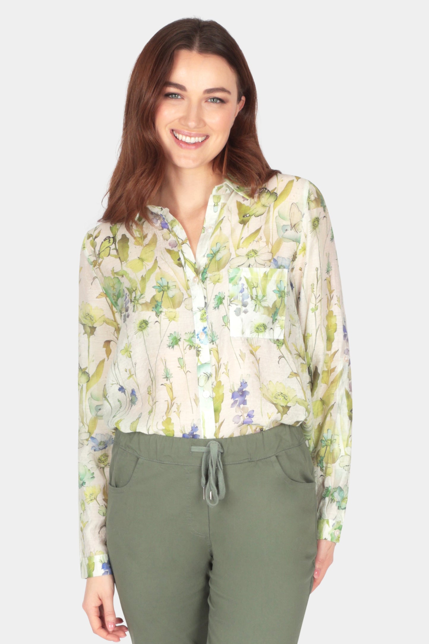 Wild Flower Print Collar Blouse