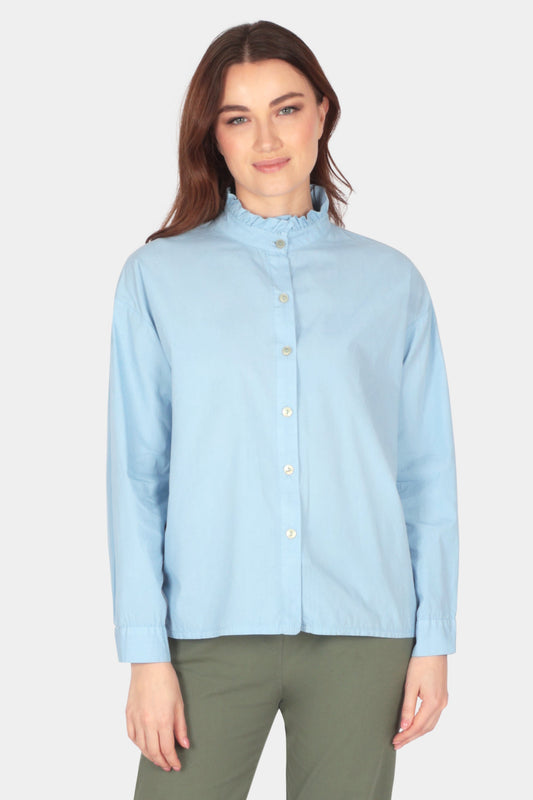 Frill Neck Cotton Blouse