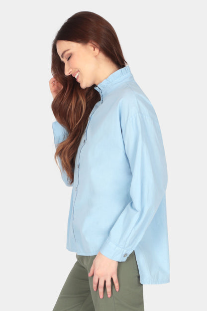 Frill Neck Cotton Blouse