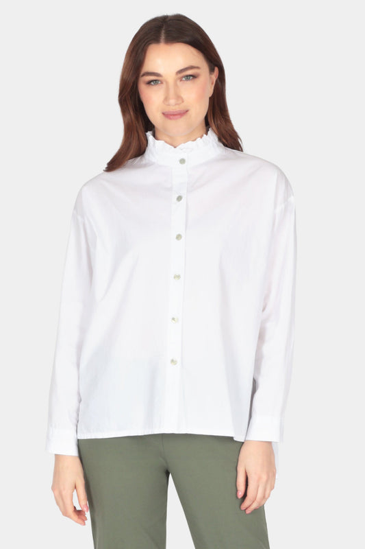 Frill Neck Cotton Blouse