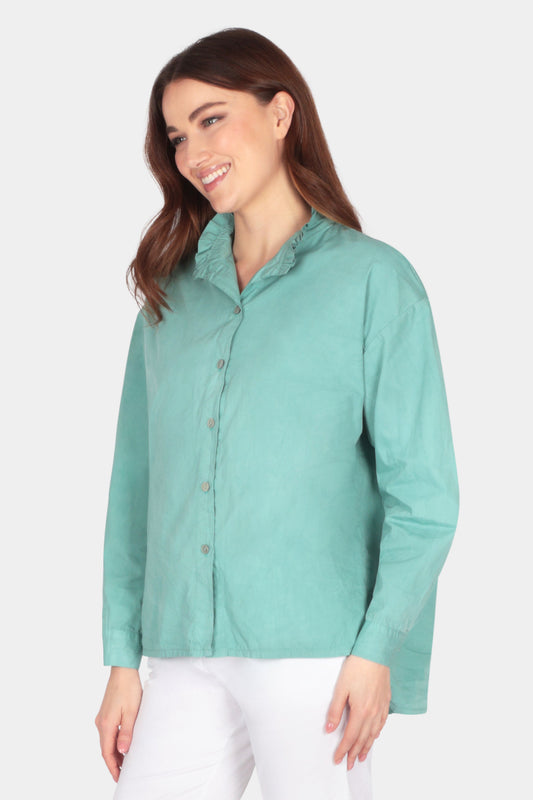 Frill Neck Cotton Blouse