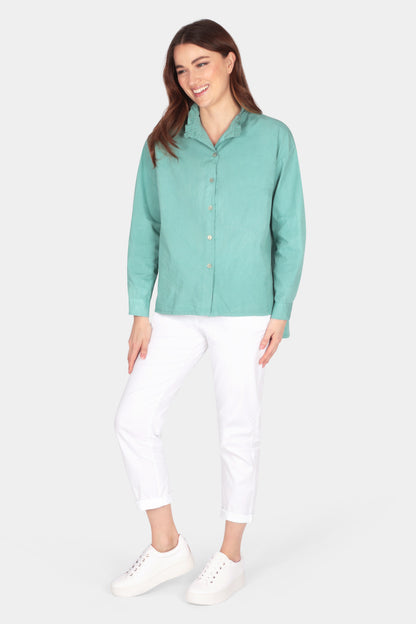 Frill Neck Cotton Blouse