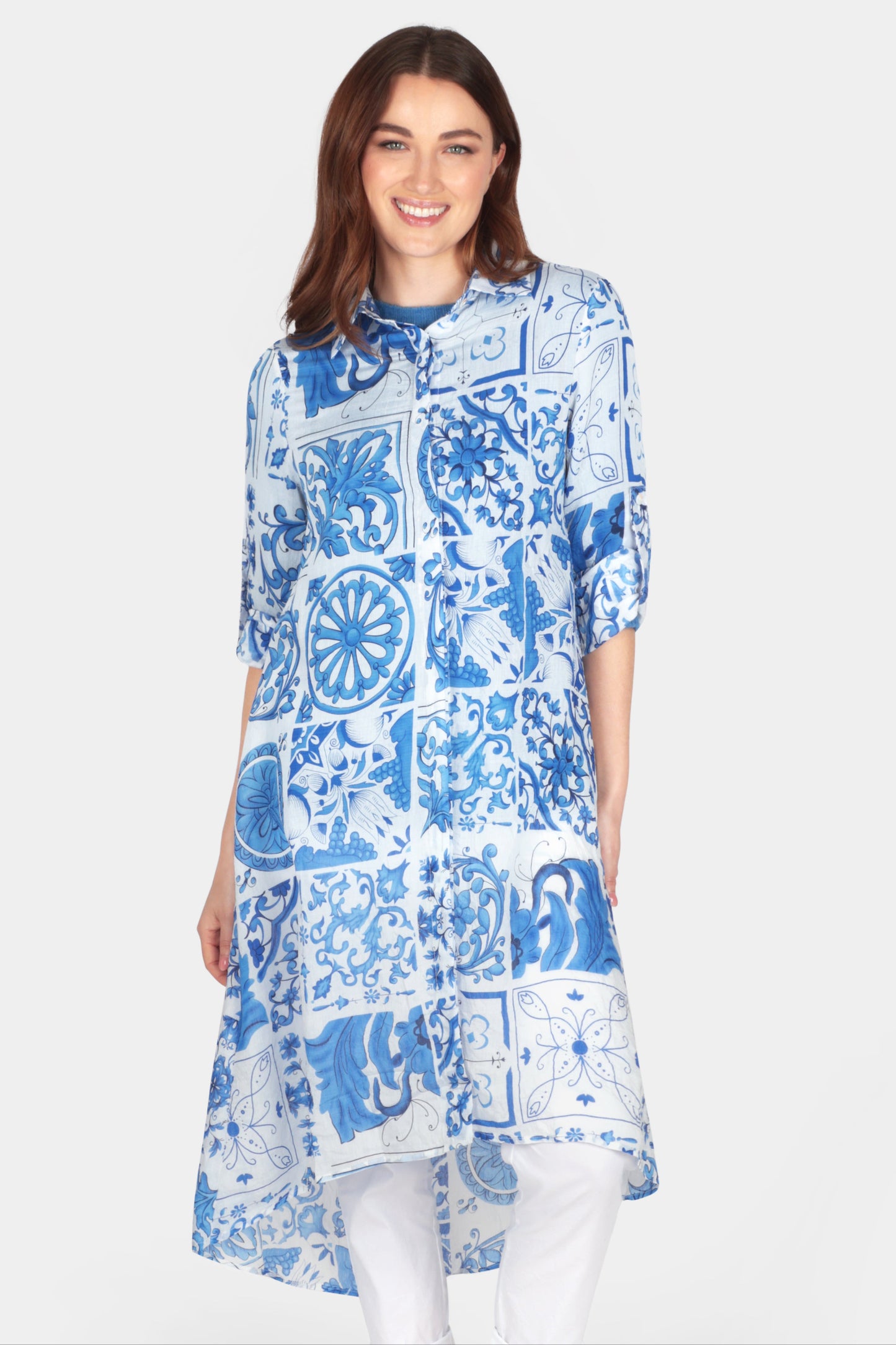 Mosaic Shirt Print Dress