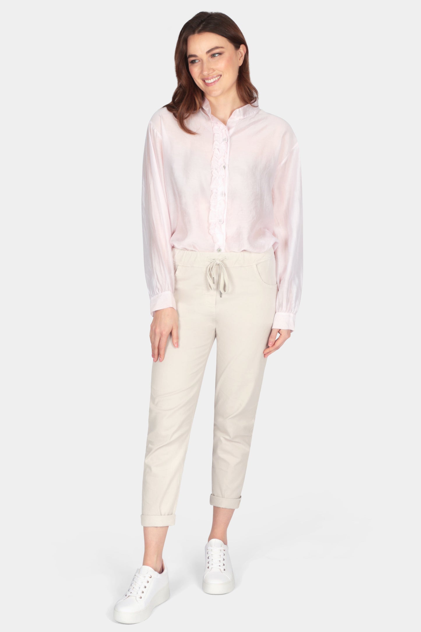 Silk Ruffle Front Blouse