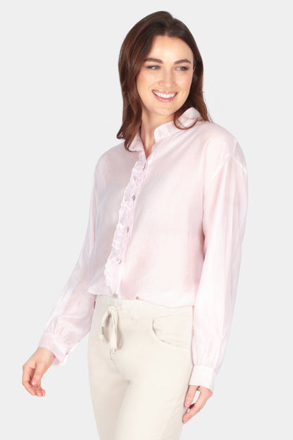 Silk Ruffle Front Blouse