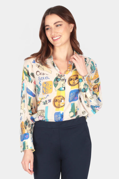 Moon & Sun Print Blouse