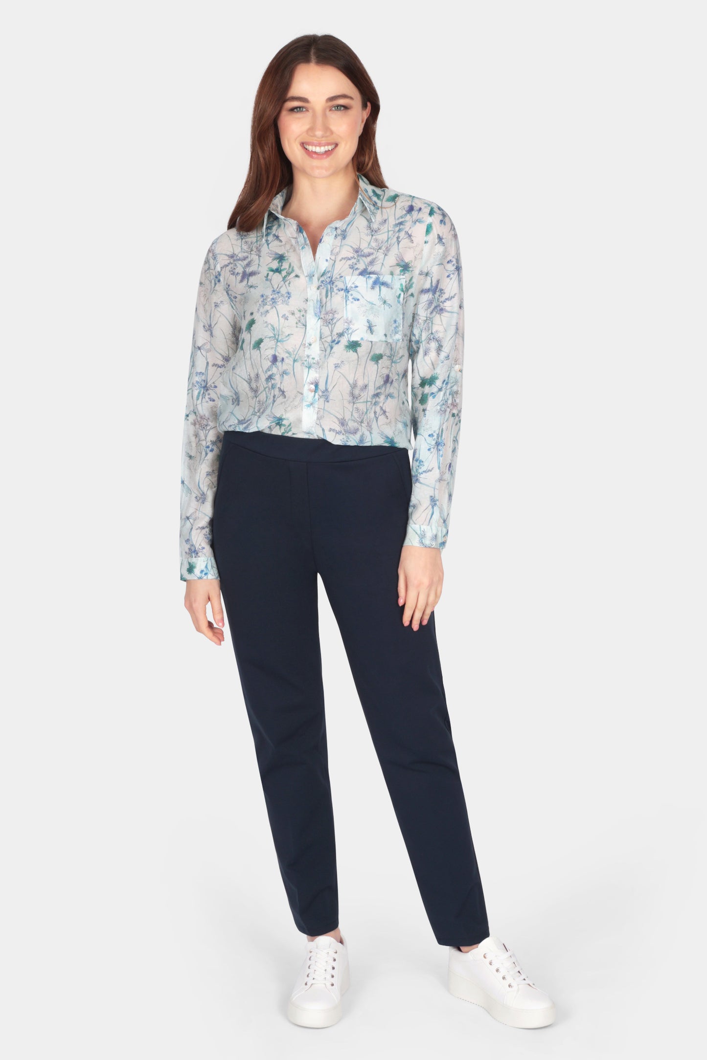 Corn Flower Print Collar Blouse