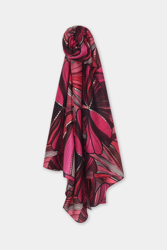 Bold Floral Print Lightweight Scarf